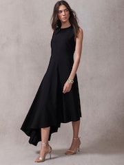 Mint Velvet Black Asymmetric Midi Dress - Image 2 of 7