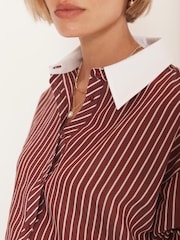 Mint Velvet Red Burgundy Striped Long Sleeve Shirt - Image 4 of 8