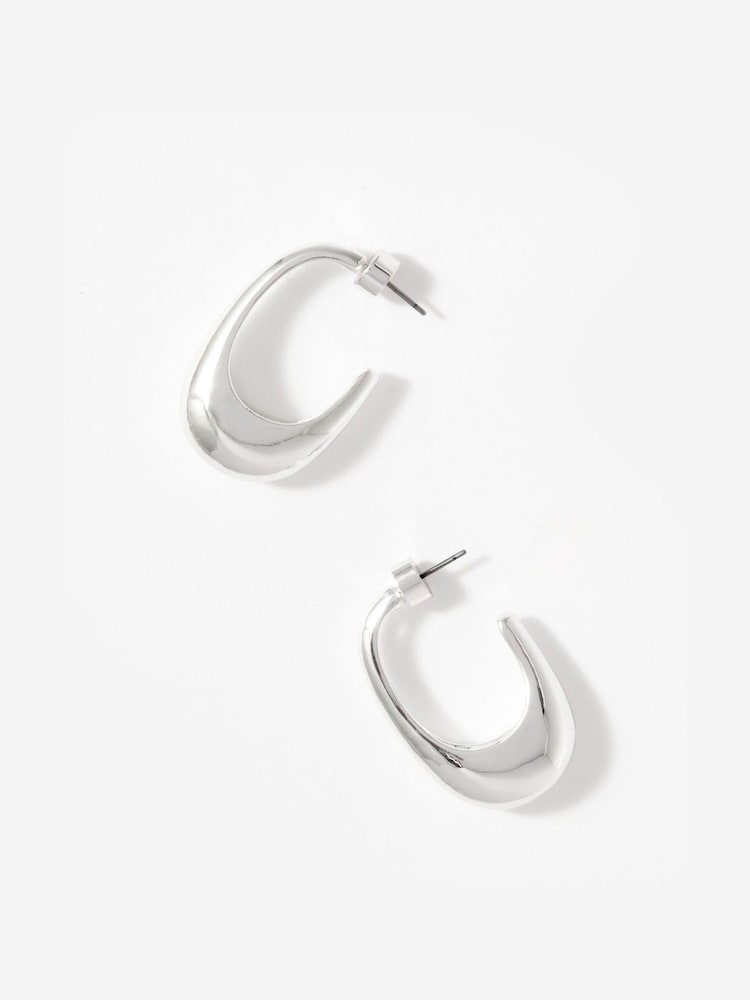Mint Velvet Silver Tone Hoop Earrings - Image 2 of 4