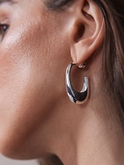 Mint Velvet Silver Tone Hoop Earrings - Image 4 of 4