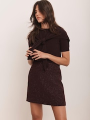 Mint Velvet Red Burgundy Boucle Mini Skirt - Image 1 of 7