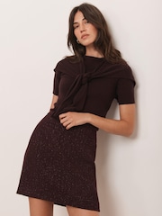 Mint Velvet Red Burgundy Boucle Mini Skirt - Image 2 of 7
