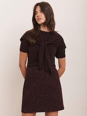 Mint Velvet Red Burgundy Boucle Mini Skirt - Image 3 of 7