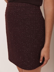 Mint Velvet Red Burgundy Boucle Mini Skirt - Image 4 of 7