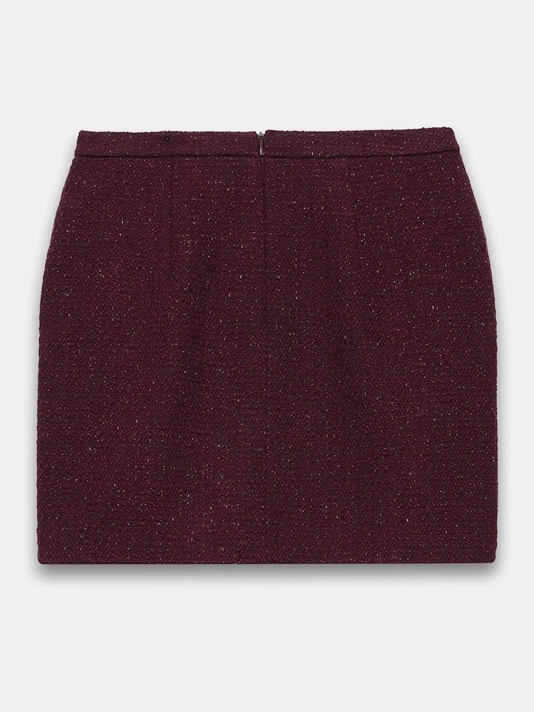 Mint Velvet Red Burgundy Boucle Mini Skirt - Image 7 of 7