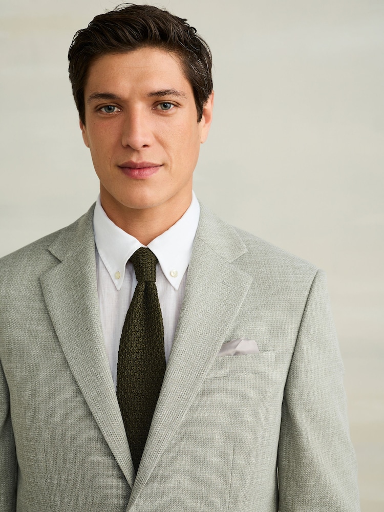 Sage Green Regular Fit Smart Textured Blazer - Image 1 of 8