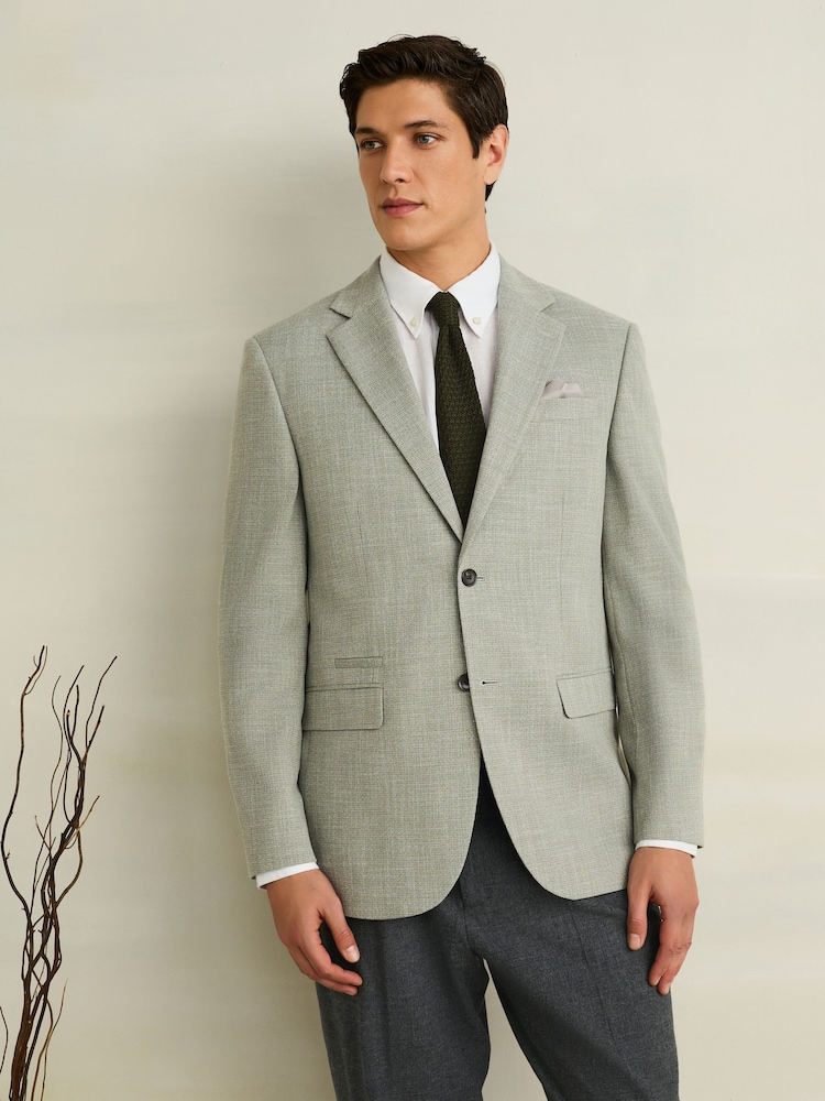 Sage Green Regular Fit Smart Textured Blazer - Image 2 of 8