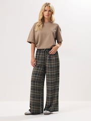 PixieGirl Petite Brown Crinkle Wide Leg Trousers - Image 1 of 5