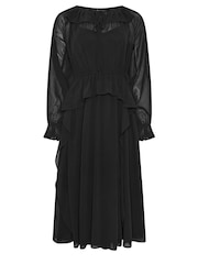 PixieGirl Petite Black Frill Tie Waist Dress - Image 5 of 5