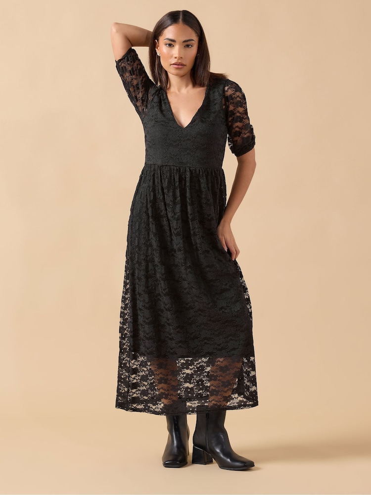 PixieGirl Petite Black Lace Midi Dress - Image 2 of 5 PixieGirl Petite Black Lace Midi Dress - Image 2 of 5