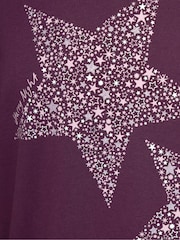 M&Co Purple Starry Night Long Sleeve Wide Leg Pyjamas Set - Image 5 of 5