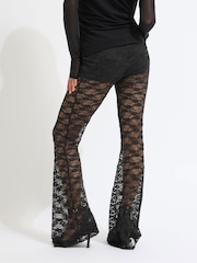 PixieGirl Petite Black Lace Kick Flare Trousers - Image 5 of 6