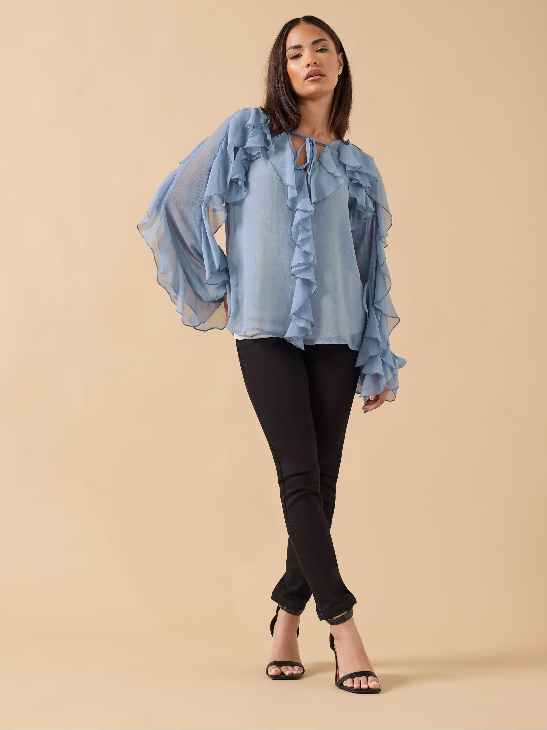 Buy PixieGirl Petite Blue Frilled Chiffon Blouse from Next USA