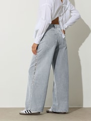 PixieGirl Petite Blue Pearl Side Wide Leg Jeans - Image 2 of 6