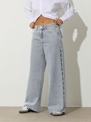 PixieGirl Petite Blue Pearl Side Wide Leg Jeans - Image 4 of 6