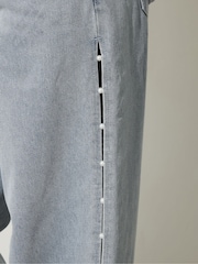 PixieGirl Petite Blue Pearl Side Wide Leg Jeans - Image 5 of 6