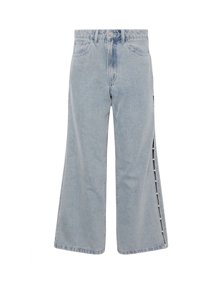 PixieGirl Petite Blue Pearl Side Wide Leg Jeans - Image 6 of 6 PixieGirl Petite Blue Pearl Side Wide Leg Jeans - Image 6 of 6