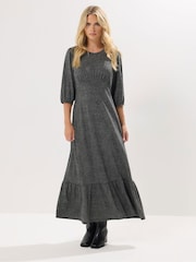 PixieGirl Petite Grey Animal Short Sleeve Midi Dress - Image 1 of 5