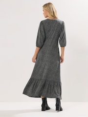 PixieGirl Petite Grey Animal Short Sleeve Midi Dress - Image 3 of 5