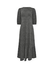 PixieGirl Petite Grey Animal Short Sleeve Midi Dress - Image 5 of 5