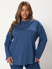 Yours Curve Blue Seam Detail Skater Top - Image 1 of 5
