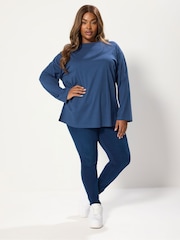 Yours Curve Blue Seam Detail Skater Top - Image 3 of 5