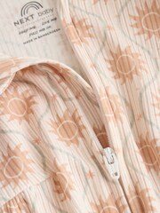 Orange Tonal Patterned Zip Through Baby Rompers 3 Pack - Image 10 of 12