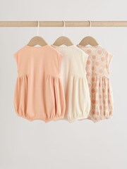 Orange Tonal Patterned Zip Through Baby Rompers 3 Pack - Image 2 of 12