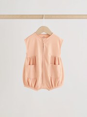 Orange Tonal Patterned Zip Through Baby Rompers 3 Pack - Image 3 of 12