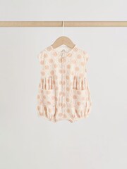 Orange Tonal Patterned Zip Through Baby Rompers 3 Pack - Image 6 of 12