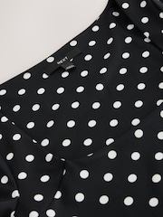 Black/Ecru Polka Dot Square Neck Short Sleeve Top - Image 6 of 7