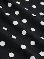Black/Ecru Polka Dot Square Neck Short Sleeve Top - Image 7 of 7