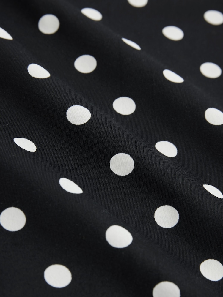 Black/Ecru Polka Dot Square Neck Short Sleeve Top - Image 7 of 7 Black/Ecru Polka Dot Square Neck Short Sleeve Top - Image 7 of 7