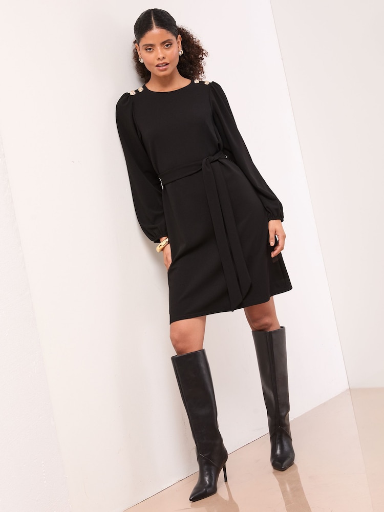 black long sleeve shift mini dress It Goes On Black Shift Dress Shop the Mint