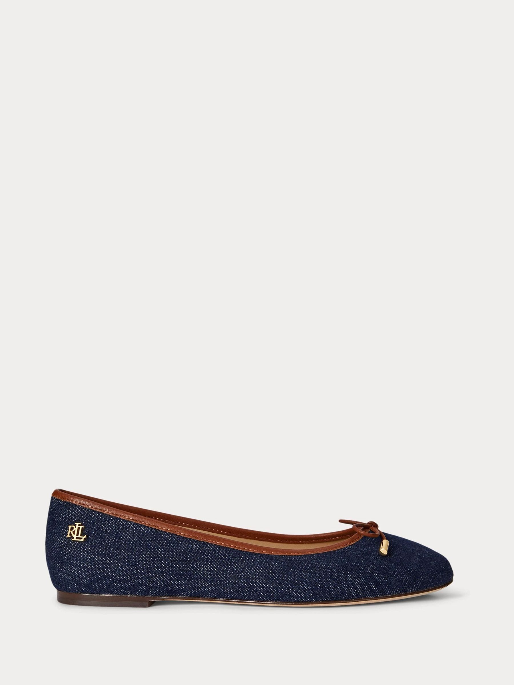Buy Lauren Ralph Lauren Blue Jayna Leather Flats from Next USA