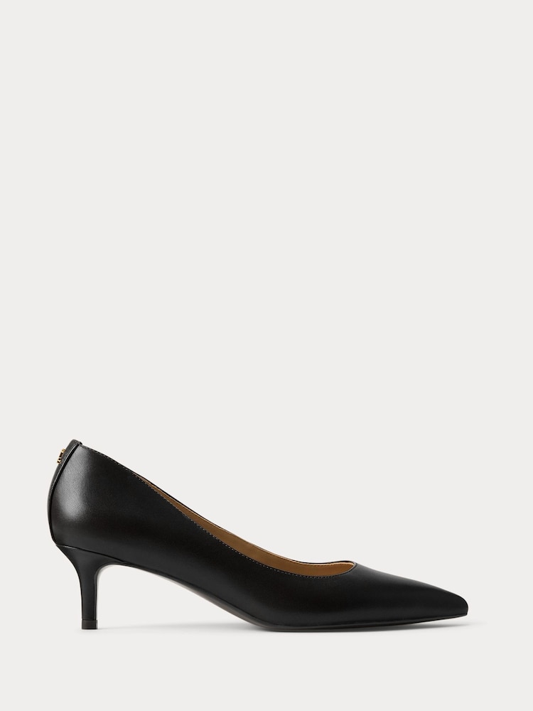 Lauren Ralph Lauren Black Adrienne Leather Kitten Court Heels - Image 1 of 3 Lauren Ralph Lauren Black Adrienne Leather Kitten Court Heels - Image 1 of 3