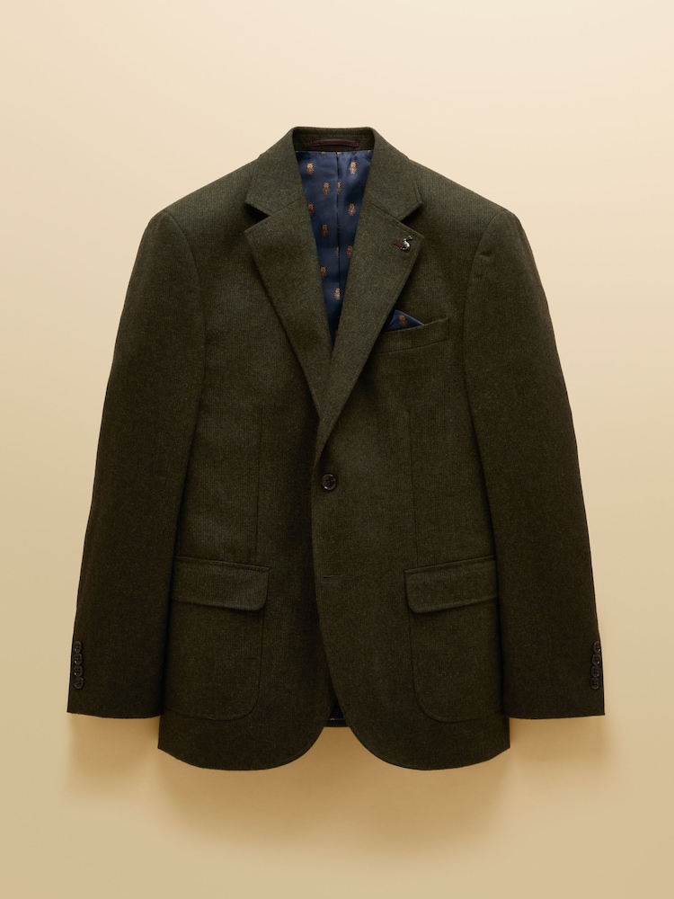 Joules Green Wool Blend Texture Suit Jacket - Image 14 of 14