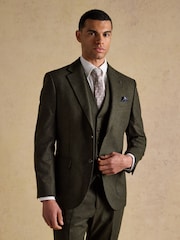 Joules Green Wool Blend Texture Suit Jacket - Image 9 of 14