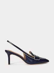 Lauren Ralph Lauren Blue Khloe Leather Sling Back Loafer Heels - Image 1 of 4