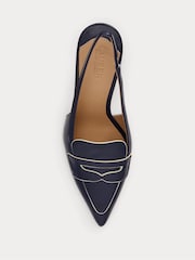 Lauren Ralph Lauren Blue Khloe Leather Sling Back Loafer Heels - Image 3 of 4