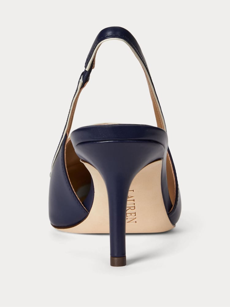 Lauren Ralph Lauren Blue Khloe Leather Sling Back Loafer Heels - Image 4 of 4 Lauren Ralph Lauren Blue Khloe Leather Sling Back Loafer Heels - Image 4 of 4