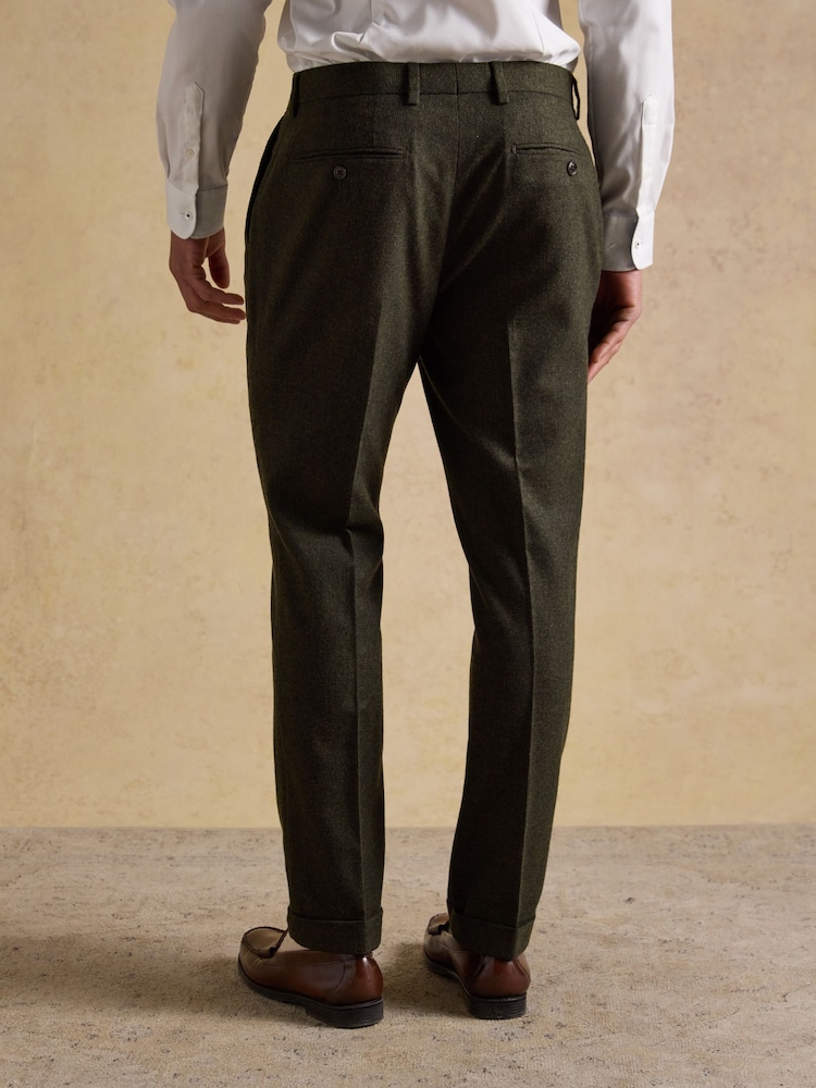 Joules Green Wool Blend Texture Suit Trousers - Image 2 of 10 Joules Green Wool Blend Texture Suit Trousers - Image 2 of 10