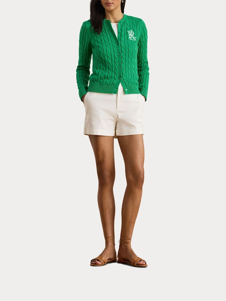 Lauren Ralph Lauren Green Ralhan Cable Knit Crest Logo Cardigan - Image 7 of 7 Lauren Ralph Lauren Green Ralhan Cable Knit Crest Logo Cardigan - Image 7 of 7