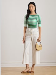 Verde - Tricou din bumbac elastic cu guler bărcuță Lauren Ralph Lauren Judy - Imaginea 4 din 7