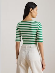 Verde - Tricou din bumbac elastic cu guler bărcuță Lauren Ralph Lauren Judy - Imaginea 5 din 7