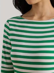 Lauren Ralph Lauren Green Judy Stretch Cotton Boat Neck T-Shirt - Image 6 of 7