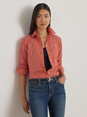Lauren Ralph Lauren Orange Jamelko Embroidered Logo Shirt - Image 1 of 8
