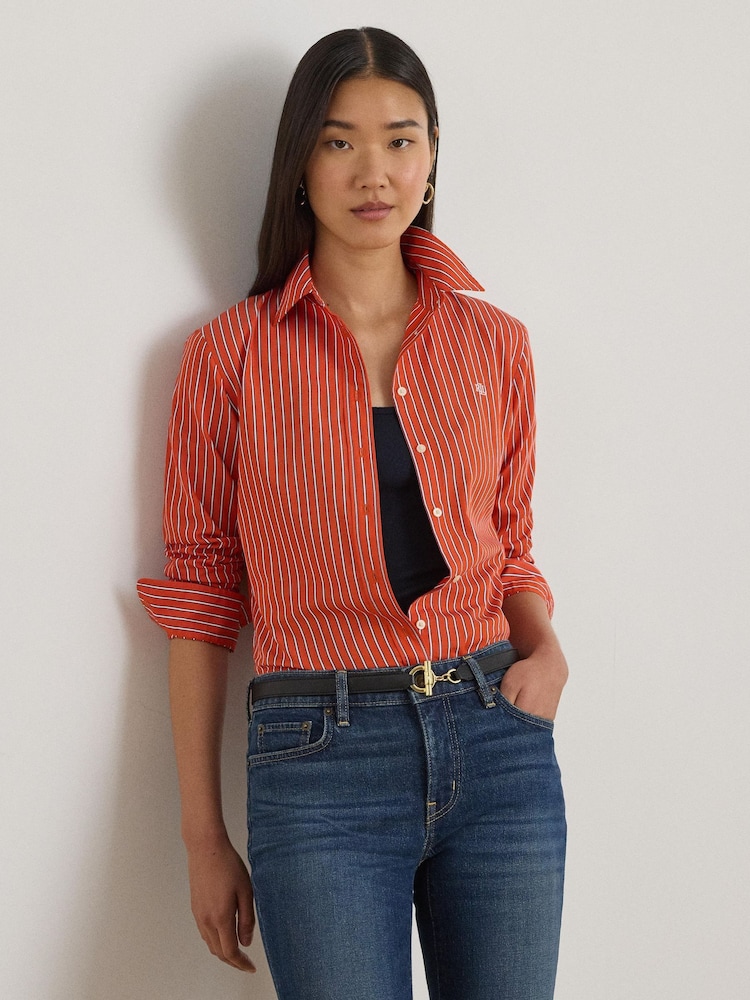 Lauren Ralph Lauren Orange Jamelko Embroidered Logo Shirt - Image 1 of 8