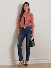 Lauren Ralph Lauren Orange Jamelko Embroidered Logo Shirt - Image 2 of 8