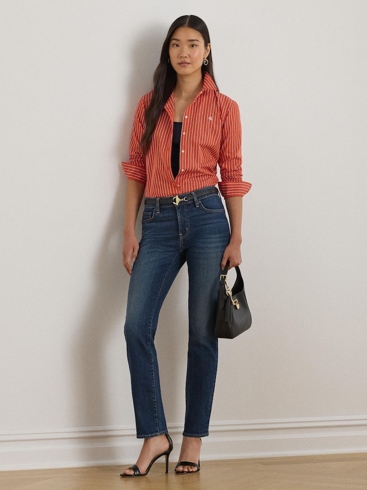 Lauren Ralph Lauren Orange Jamelko Embroidered Logo Shirt - Image 2 of 8